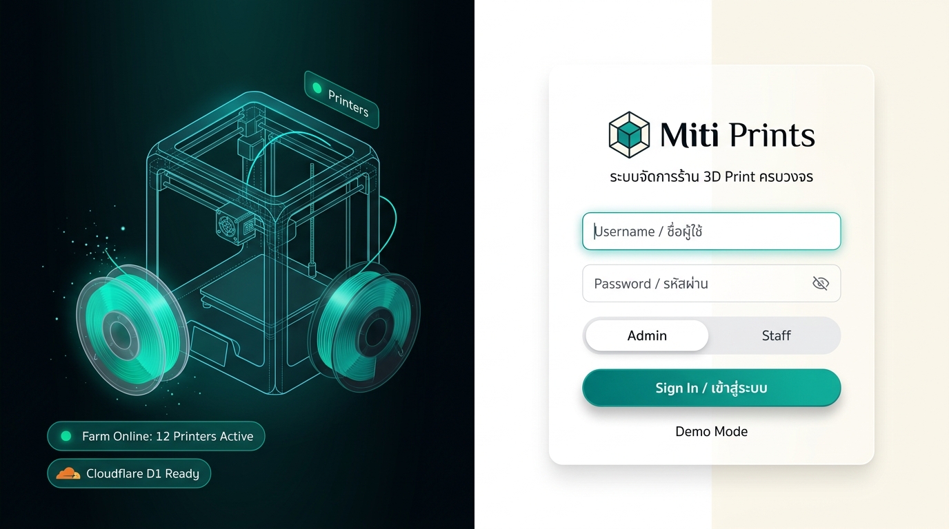 Miti Prints Login Screen UI Mockup